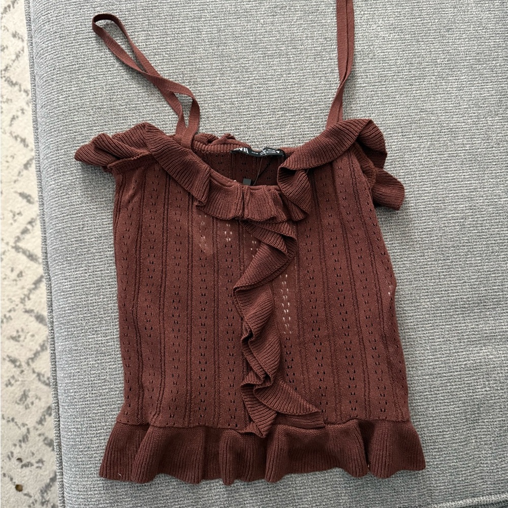 Zara Chocolate Brown Ruffled Camisole